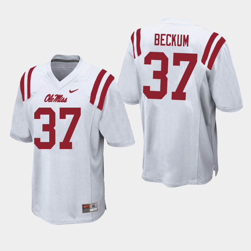 David Beckum Ole Miss Rebels NCAA Men's White #37 Stitched Limited College Football Jersey WIN4158PA